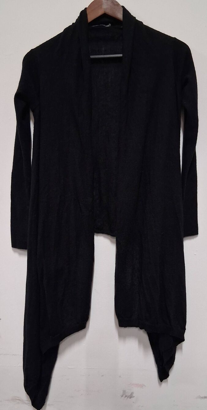 Allsaints womens small una cardigan fine wool alpaca draped black waterfall